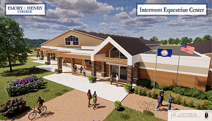 A 3-D rendering of the Emory & Henry Equestrian Center Bill Gatton Grand Arena