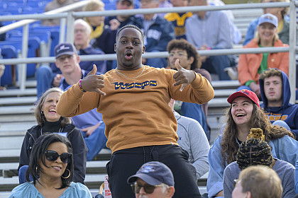 Student in the bleachers
