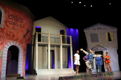 Scenes from the Broadway classic musical comedy, A Funny Thing Happened on the Way to the Forum a recent performance by the Emory & H...