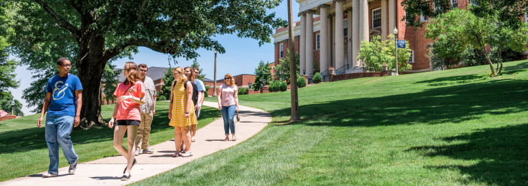 Students walking down from Wiley Hall.