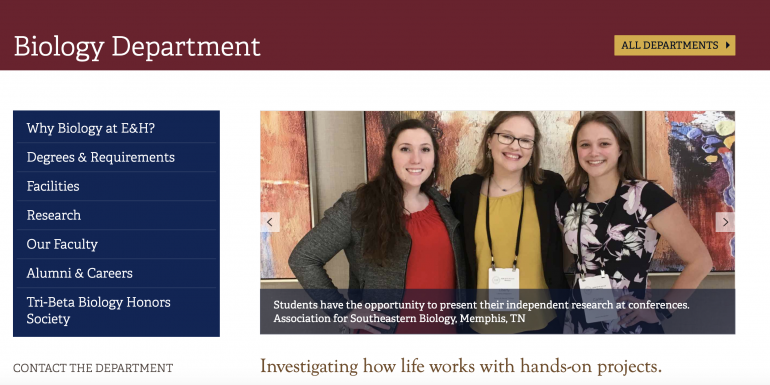 Department Homepage Header image example with multiple images tagged homepage header. You will se...