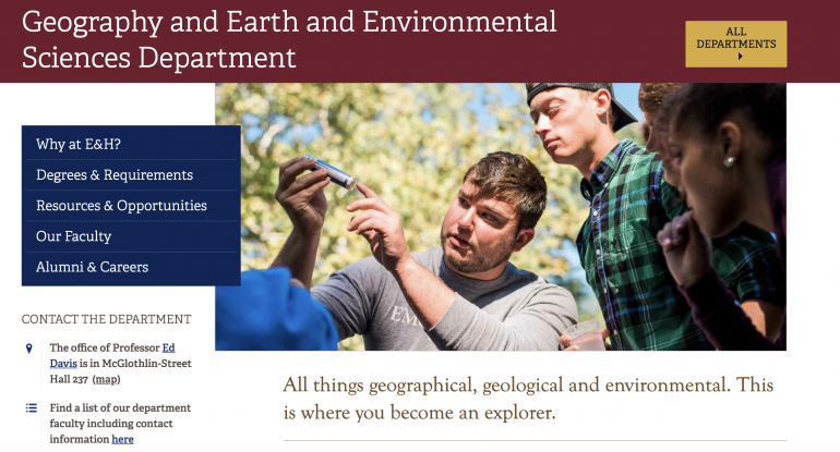 Department homepage header image example. This example shows just one image that is tagged homepa...