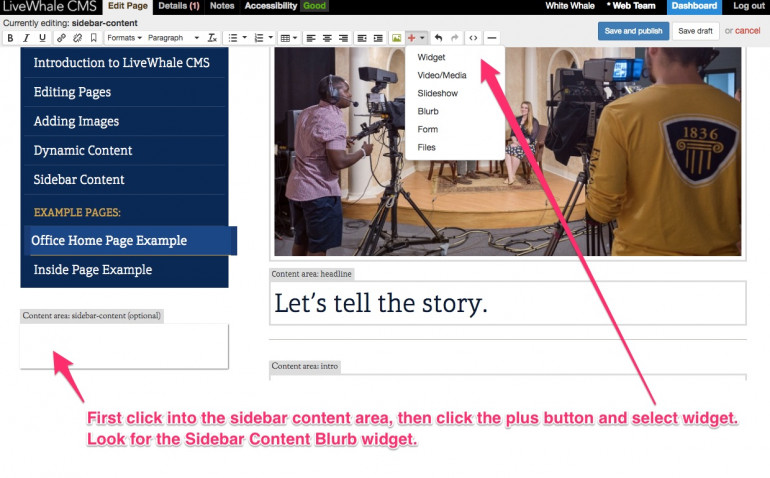 Add a widget to the page