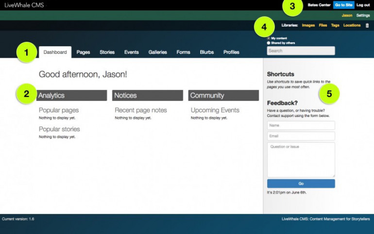 The LiveWhale Dashboard