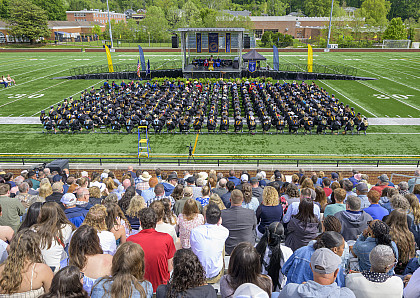 Wide shot of commencement ceremony