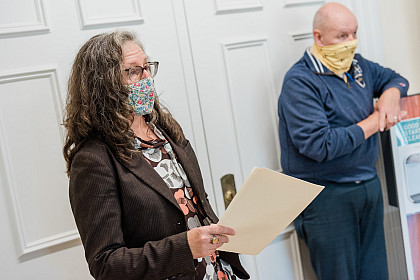 Ribbon cutting ceremony for Stingers Supply Shelf