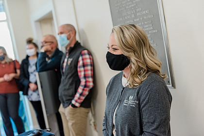 Ribbon cutting ceremony for Stingers Supply Shelf