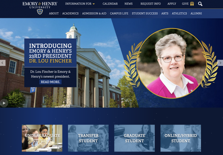 Emory & Henry Website Screenshot