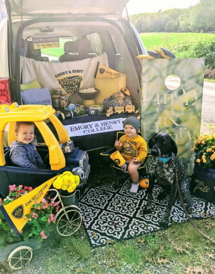 CONTEST WINNER!  From Katie Yount ('11, Harrisonburg, VA): Kid friendly tailgates require ALL the snacks! Popcorn ‘foot' ...