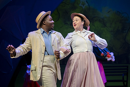 Two student actors performing