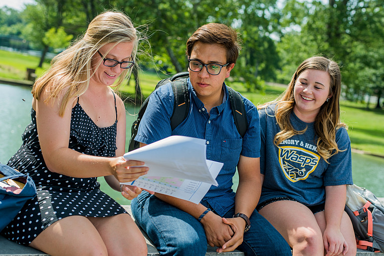 Students studying on campus during the summer.