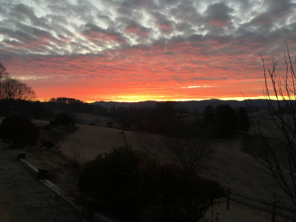 Bright orange sky at sunrise