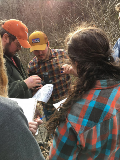 Students measuring water quality