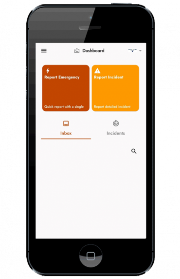 AlertAware smartphone screenshot with features to report and be notified of emergencies and incidents